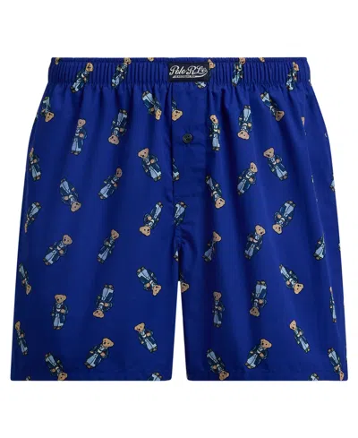 Polo Ralph Lauren Woven Boxer With Bear Print In Blue