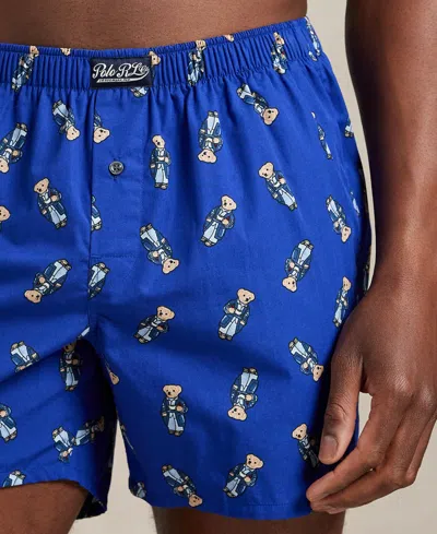 Polo Ralph Lauren Woven Boxer With Bear Print In Blue