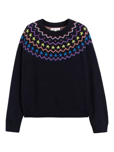 Chinti & Parker Navy Wool-cashmere Star Yoke Sweater In Blue