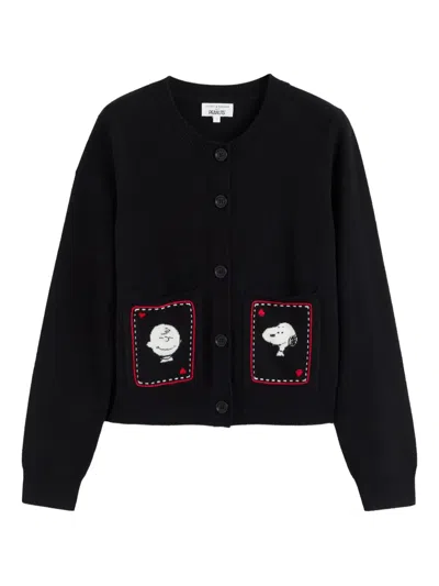 Chinti & Parker X Peanuts Button-up Cardigan In Black