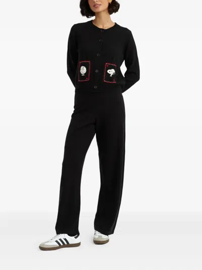 Chinti & Parker X Peanuts Button-up Cardigan In Black