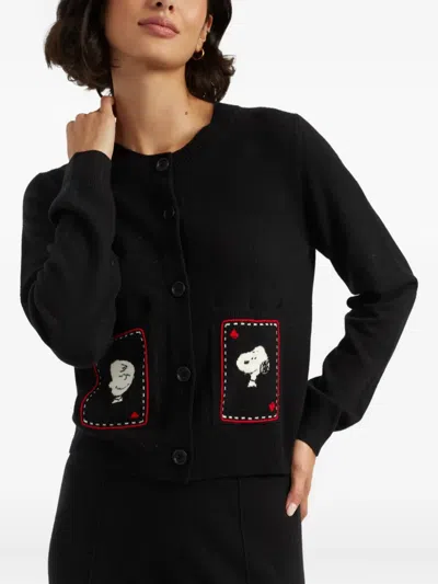 Chinti & Parker X Peanuts Button-up Cardigan In Black