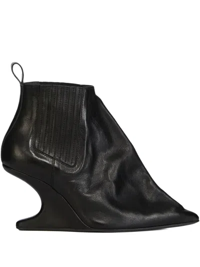 Rick Owens Ankle Boot With Pointed Toe And Sculptural Heel In Black