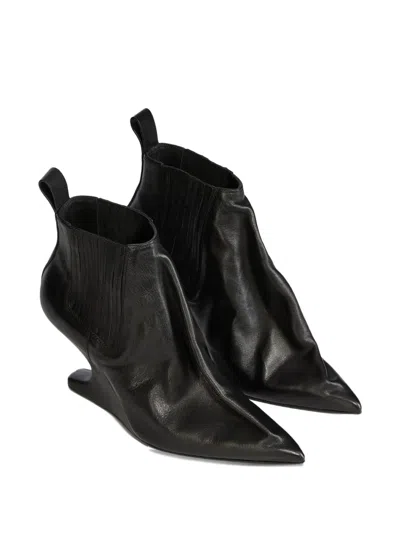 Rick Owens Ankle Boot With Pointed Toe And Sculptural Heel In Black