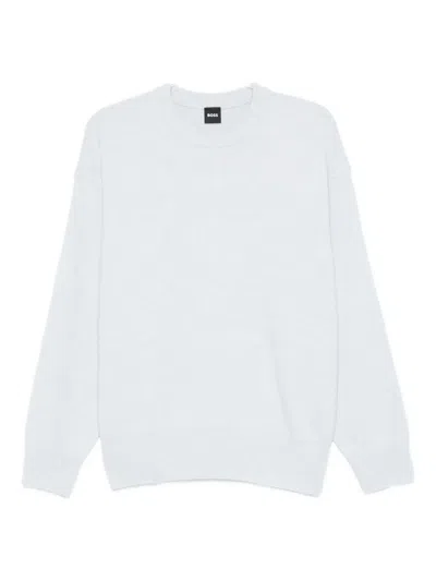 Hugo Boss Boss Wool Crew Neck Sweater In White