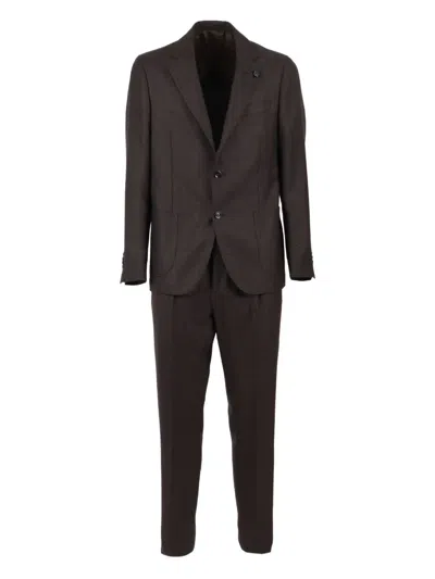 Lardini Tailored Brown Checkered Two-piece Suit In Brown