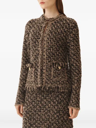 Fabiana Filippi Self-portrait Pointelle Knit Mini Dress In Brown