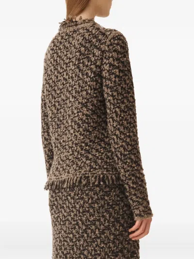 Fabiana Filippi Self-portrait Pointelle Knit Mini Dress In Brown