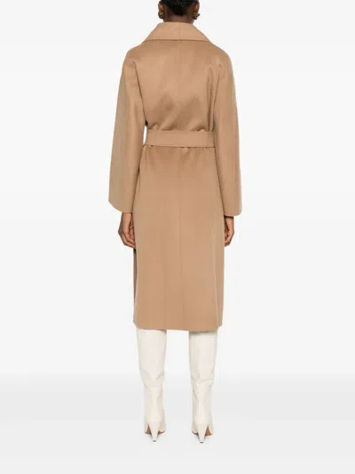 Max Mara Tailored Beige Wool Coat With Classic Lapels In Brown