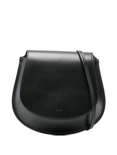 Salce Half-moon Calf Leather Shoulder Bag In Black
