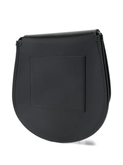 Salce Half-moon Calf Leather Shoulder Bag In Black