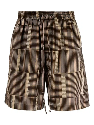 Nanushka Striped Elasticated-waist Shorts In Blue