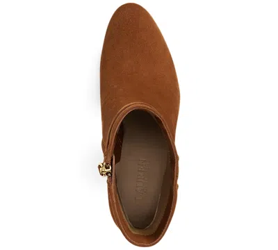 Ralph Lauren Kellie Lauren Tan Suede Block Heel Ankle Boots Siz In Multi