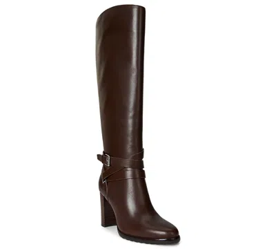Ralph Lauren Women's Collins Stacked Heel Tall Boots In Brown