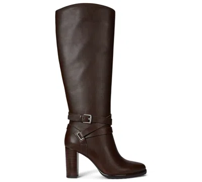 Ralph Lauren Women's Collins Stacked Heel Tall Boots In Brown