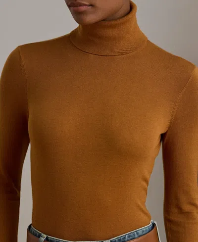 Ralph Lauren Women's Silk-blend Turtleneck Sweater In Brown