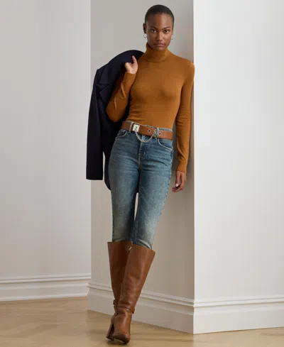 Ralph Lauren Women's Silk-blend Turtleneck Sweater In Brown
