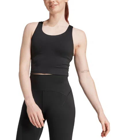 Adidas Originals Adidas Women's All Me Medium-support Long Line Sports Bra Tank Top In Black
