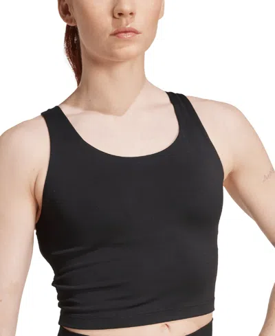 Adidas Originals Adidas Women's All Me Medium-support Long Line Sports Bra Tank Top In Black