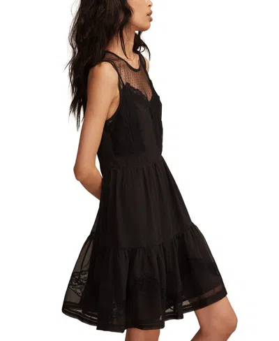 Lucky Brand Illusion Lace Detail Minidress In Black