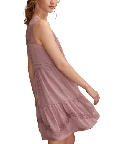 Lucky Brand Illusion Lace Detail Minidress In Pink