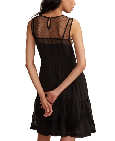 Lucky Brand Illusion Lace Detail Minidress In Black