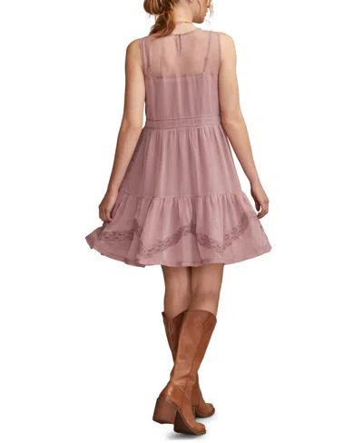 Lucky Brand Illusion Lace Detail Minidress In Pink