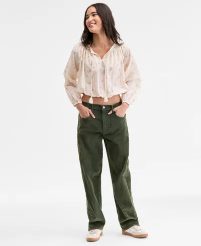 Lucky Brand Embroidered Peasant Top In Neutral