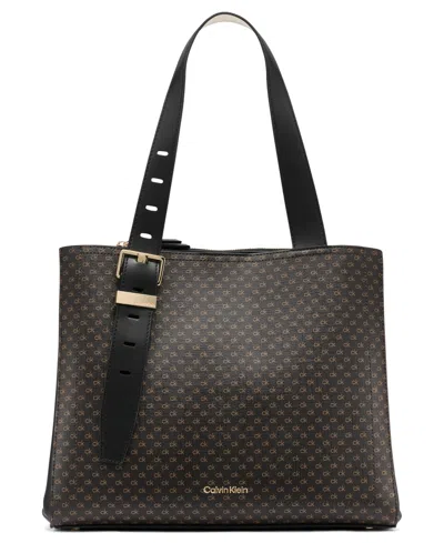 Calvin Klein Lowen Signature Triple Compartment Adjustable Tote