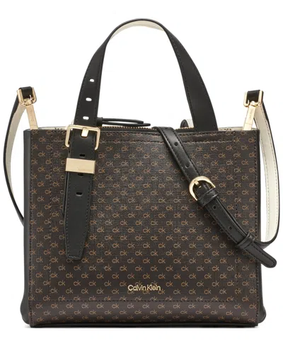 Calvin Klein Lowen Signature Triple Compartment Adjustable Crossbody Bag In Multi