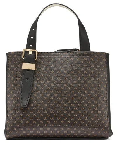 Calvin Klein Lowen Signature Triple Compartment Adjustable Crossbody Bag In Multi