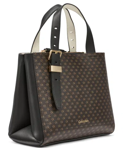 Calvin Klein Lowen Signature Triple Compartment Adjustable Crossbody Bag In Multi