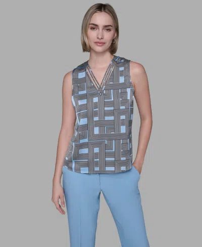 Karl Lagerfeld Women's Sleeveless Top In Gray