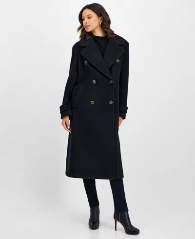 Cece Double Breasted Coat In Black