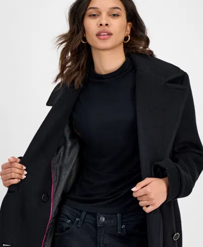 Cece Double Breasted Coat In Black