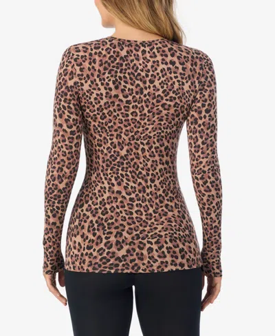 Cuddl Duds Women's Long Sleeve Crewneck Top In Brown