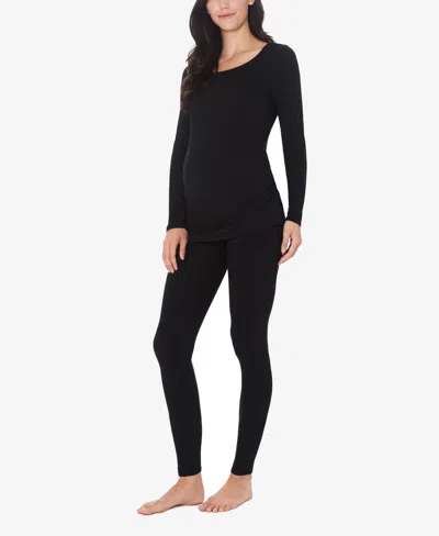 Cuddl Duds Maternity Ballet Neck Long Sleeve Top In Black