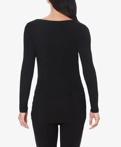 Cuddl Duds Maternity Ballet Neck Long Sleeve Top In Black