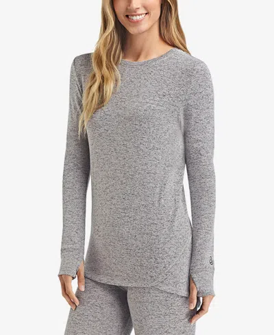 Cuddl Duds Soft Knit Crewneck Top In Gray