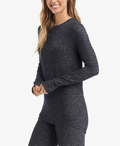 Cuddl Duds Soft Knit Crewneck Top In Black