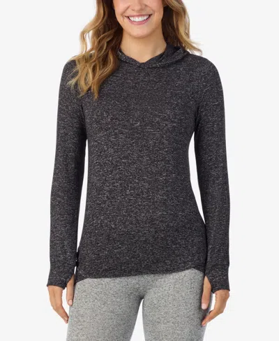 Cuddl Duds Softknit Long-sleeve Tunic Hoodie In Gray