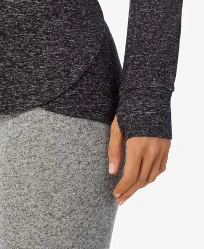 Cuddl Duds Softknit Long-sleeve Tunic Hoodie In Gray