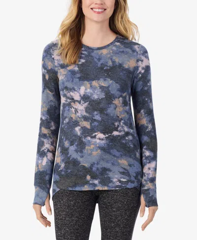 Cuddl Duds Soft Knit Crewneck Top In Blue