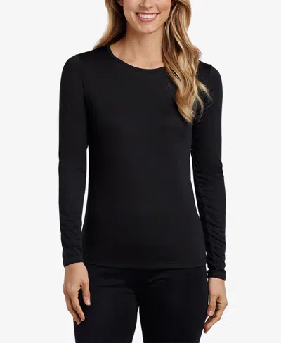 Cuddl Duds Crew Neck Top In Black