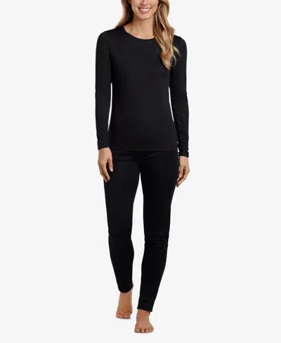Cuddl Duds Crew Neck Top In Black