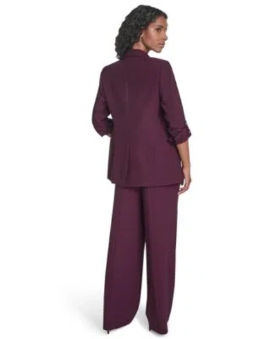 Calvin Klein Womens Two Button Roll Tab Jacket Wide Leg Pants In Purple