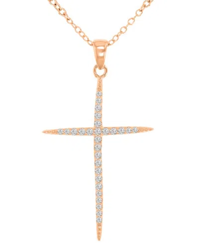Macy's Cubic Zirconia Necklace (0.303 Ct.t.w.) In 14k Rose Gold Over Sterling Silver In Gold
