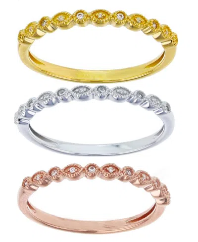 Macy's Created White Sapphire (0.135 Ct. T.w.) Trio Stackable Ring In 14k Yellow Rose Plating Over Sterling In Gold