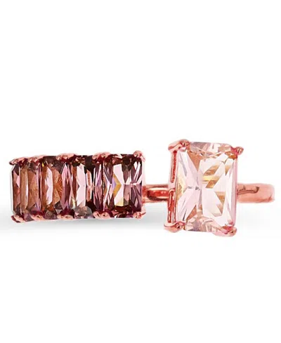 Macy's Morganite Nano (1.81 Ct. T.w.) And Cubic Zirconia (0.50 Ct. T.w.) Baguette Ring In 14k Rose Gold Ove In Gold