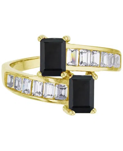 Macy's Cubic Zirconia Two Stone Ring (3.188 Ct. T.w.) In 14k Yellow Gold Over Sterling Silver In Gold